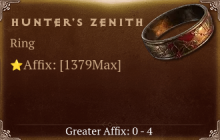 Hunter's Zenith [ ⭐️ Affix: MAX ROLL]