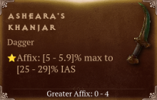 Asheara's Khanjar [ ⭐️ Affix: HIGH ROLL]