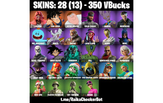 UNIQUE - Valeria, Son Goku [28 Skins, 350 Vbucks, 25 Axes, 25 Emotes, 18 Gliders and MORE!]