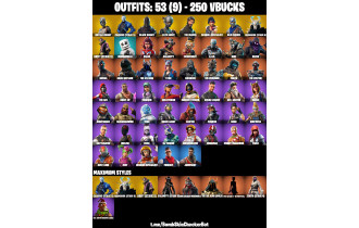 UNIQUE - Black Knight, AC/DC  [53 Skins, 250 Vbucks, 24 Axes, 48 Emotes, 31 Gliders and MORE!]