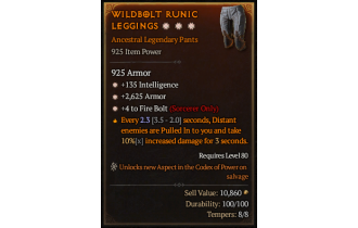 Legendary Pants[Sorcerer | *4 FireBolt | *2625 Armor | *135 INT]