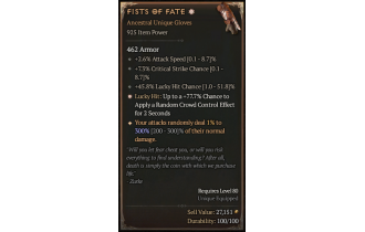 Fists of Fate[*DMG 300 | *77.7 LH:CC | 45.8 LHC | 7.3 Crit | 2.6 ATKSPD]