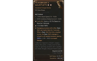 Paingorger's Gauntlets[*DMG 200 | *6 BasicSkills | *33.7 LH:Stun | 8 CDR | 9 ATKSPD]