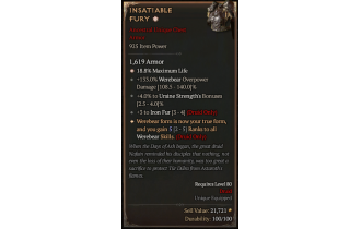 Insatiable Fury[*WEREBEAR 5 | *19 %Life | 4 UrsineStrength Bonuses | 3 IronFur | 133 DMG_OverpowerWerebear]