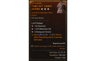 Legendary Chest Armor[*6 ENpS | *135 DEX | *1310 Life]