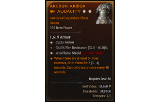 Legendary Chest Armor[Sorcerer | *4 FlameShield | *2625 Armor | 36 FR]