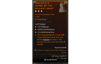 Legendary Chest Armor[Druid | *4 DebilitatingRoar | *135 WP | *60 CR]