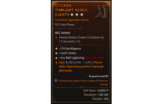 Legendary Boots[Sorcerer | *4 BallLightning | *2625 Armor | *135 INT]