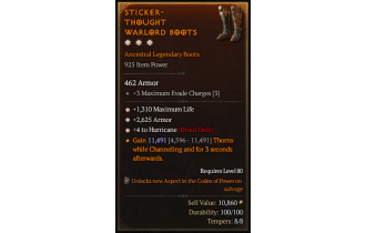 Legendary Boots[Druid | *4 Hurricane | *2625 Armor | *1310 Life]