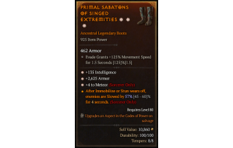 Legendary Boots[Sorcerer | *4 Meteor | *2625 Armor | *135 INT]