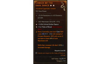 Legendary Amulet[Necromancer | *3 TidesOfBlood | *12 Crit | 665 Life]