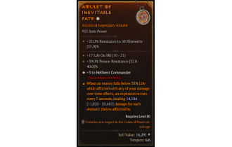 Legendary Amulet[Necromancer | *3 HellbentCommander | 17 LoH | 39 PR]