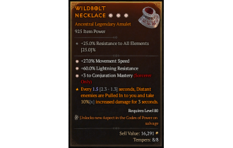 Legendary Amulet[Sorcerer | *3 ConjurationMastery | *27 MS | *60 LR]