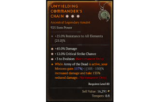 Legendary Amulet[Necromancer | *3 Evulsion | *12 Crit | *45 DMG]