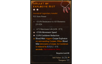 Legendary Amulet[*27 MS | *12 CDR | 672 Life]