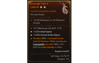 Legendary Amulet[*12 Crit | *13.5 ATKSPD | 672 Life]