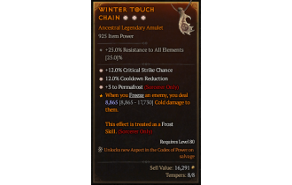 Legendary Amulet[Sorcerer | *3 Permafrost | *12 CDR | *12 Crit]