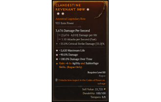 Legendary Bow[*90 DMG | *180 DMG_DoT | *2620 Life]