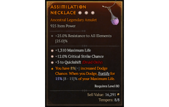 Legendary Amulet[Druid | *3 QS | *12 Crit | *1310 Life]