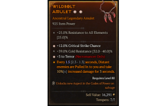 Legendary Amulet[Necromancer | *3 Terror | *12 Crit | 39 CR]