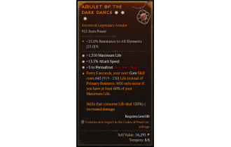 Legendary Amulet[Sorcerer | *3 Permafrost | *13.5 ATKSPD | *1310 Life]