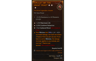 Legendary Amulet[Necromancer | *3 CoalescedBlood | *12 CDR | *1310 Life]