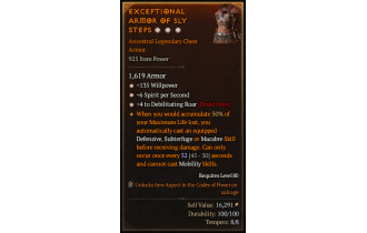 Legendary Chest Armor[Druid | *4 DebilitatingRoar | *6 SpS | *135 WP]