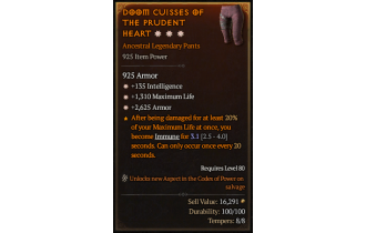 Legendary Pants[*2625 Armor | *135 INT | *1310 Life]