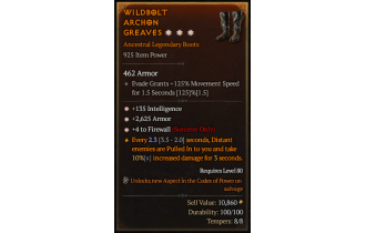 Legendary Boots[Sorcerer | *4 Firewall | *2625 Armor | *135 INT]