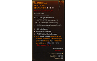 Legendary One-Handed Scythe[*75 DMG_Crit | *135 INT | *1310 Life]