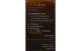 Legendary Bow[*90 DMG | *270 DEX | *2620 Life]