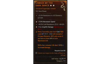 Legendary Amulet[Necromancer | *3 AmplifyDamage | *27 MS | 40 CR]