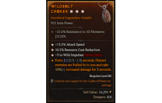 Legendary Amulet[Druid | *3 WildImpulses | *13.5 ATKSPD | *10.5 RCR]