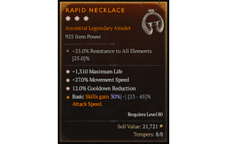 Legendary Amulet[*27 MS | *12 CDR | *1310 Life]