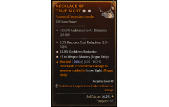 Legendary Amulet[Rogue | *3 WeaponMastery | *12 CDR | 5.2 RCR]