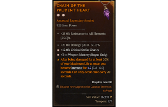 Legendary Amulet[Rogue | *3 WeaponMastery | *12 Crit | 21 DMG]