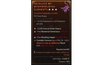 Legendary Amulet[Sorcerer | *3 ElementalDominance | *12 Crit]