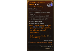 Legendary Ring[*13.5 ATKSPD | *9 LHC | 864 Life]