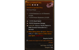 Legendary Ring[*13.5 ATKSPD | *36 LH:Vulnerable | *90 DMG_Overpower]