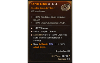 Legendary Ring[*9 LHC | *36 LH:Vulnerable | *135 WP]