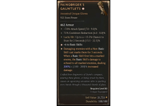 Paingorger's Gauntlets[*DMG 200 | *6 BasicSkills | 7.5 CDR | 7 ATKSPD | 13.5 LH:Stun]