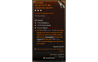 Legendary Gloves[IceShards | *4 IceShards | *13.5 ATKSPD | *135 INT]