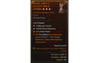 Legendary Chest Armor[Sorcerer | *4 FlameShield | *6 MpS | *60 PR]