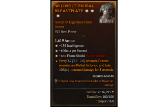 Legendary Chest Armor[Sorcerer | *4 FlameShield | *6 MpS | *135 INT]