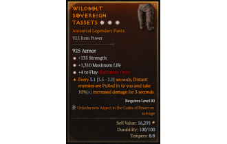 Legendary Pants[Barbarian | *4 Flay | *135 STR | *1310 Life]