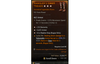 Legendary Boots[Rogue | *4 ShadowStep | *2625 Armor | *135 DEX]