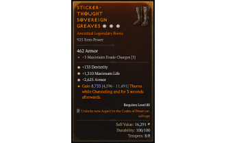 Legendary Boots[*2625 Armor | *135 DEX | *1310 Life]