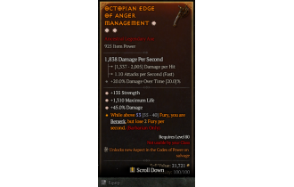 Legendary One-Handed Axe[*45 DMG | *135 STR | *1310 Life]