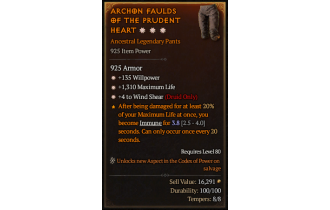 Legendary Pants[Druid | *4 WindShear | *135 WP | *1310 Life]