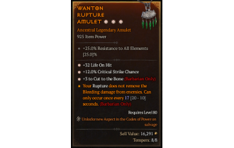 Legendary Amulet[Barbarian | *3 CutToTheBone | *12 Crit | *32 LoH]